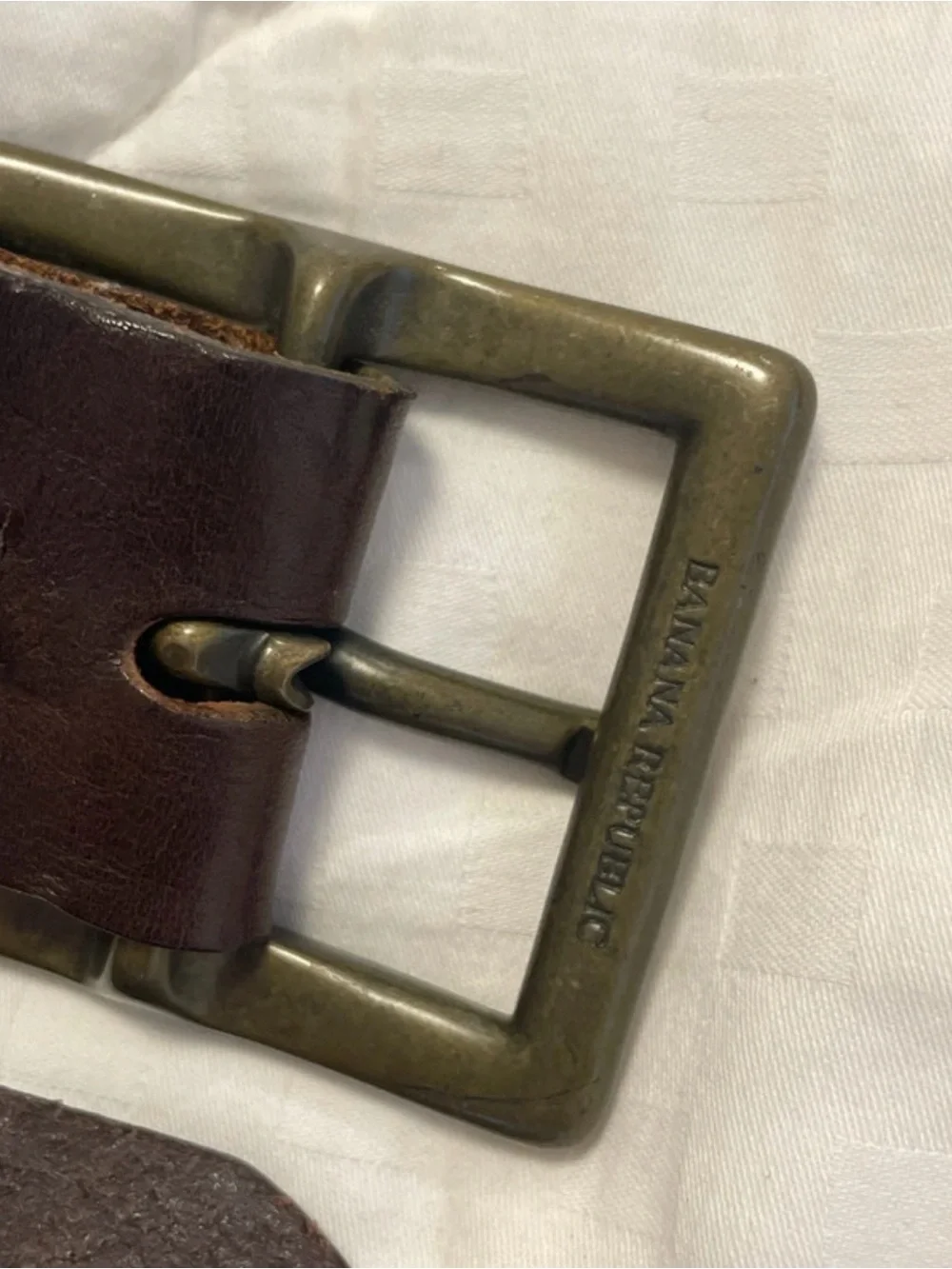 Vintage Banana Republic Classic Brown Leather Belt/Brass Buckle Size 32 Made-USA